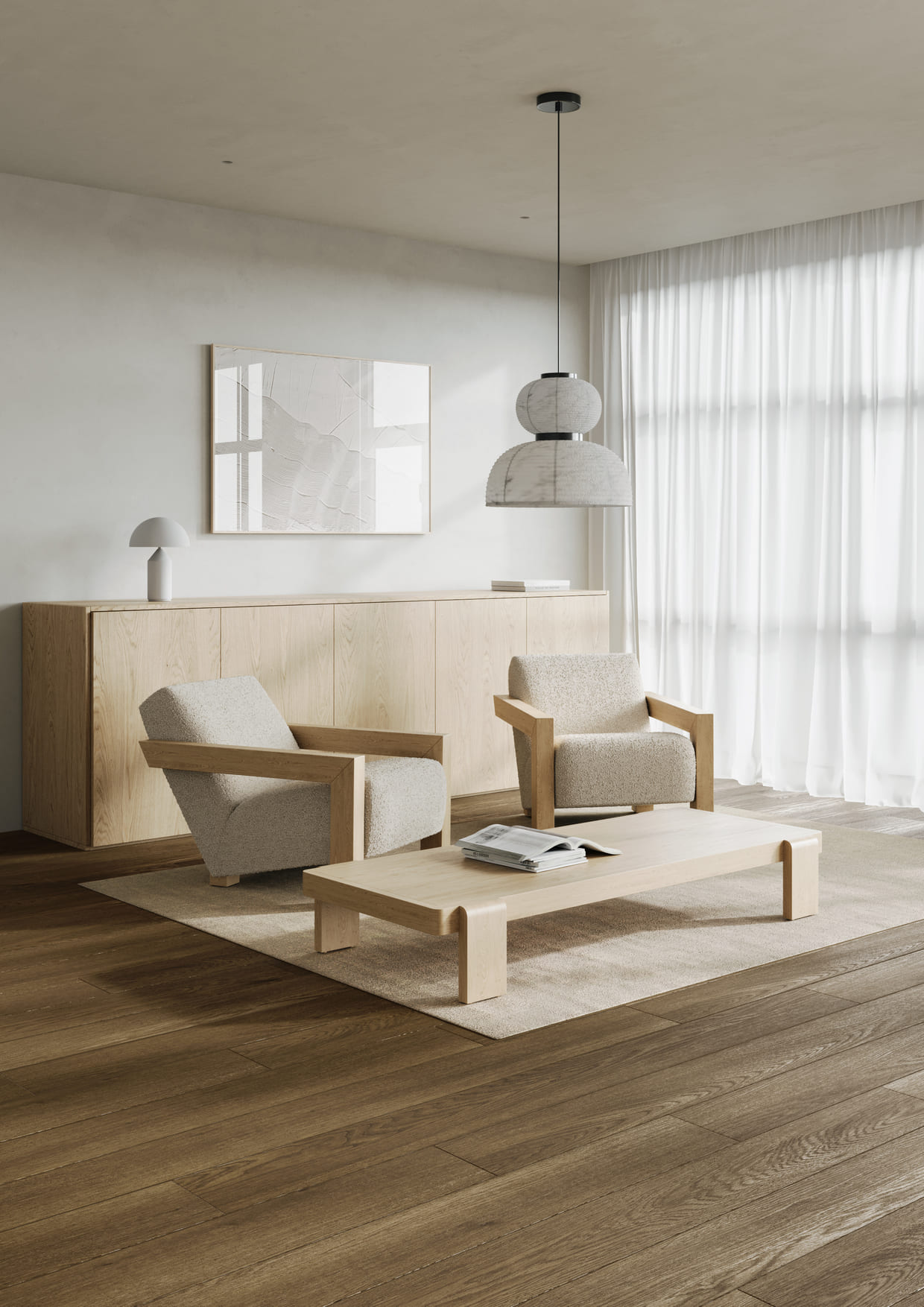 Кварцвиниловый SPC ламинат Fargo Bevel Дуб Кастилия 50-2123-40 1220×182×6 фото в интерьере